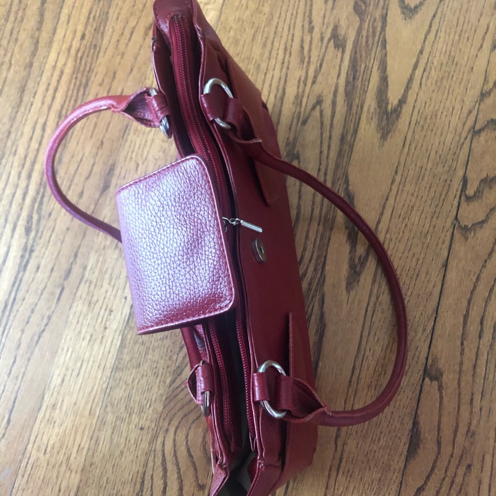 Ruby Red Leather Shoulder Purse - image 4